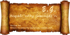 Bogdánffy Geminián névjegykártya